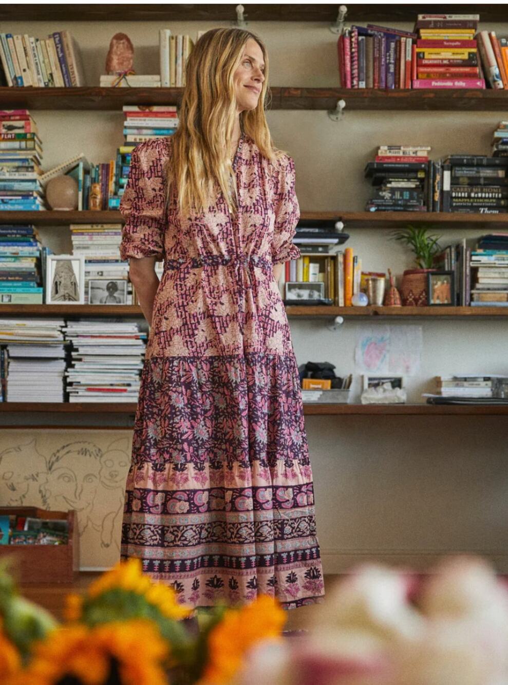 Faherty Idina Kinglsey Block Print Maxi Dress XXS NWT